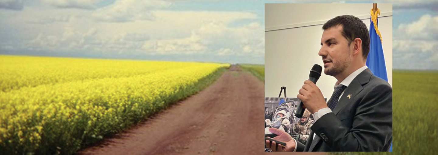 Dateline Ukraine: The Road Ahead Image - the speaker and a road through fields